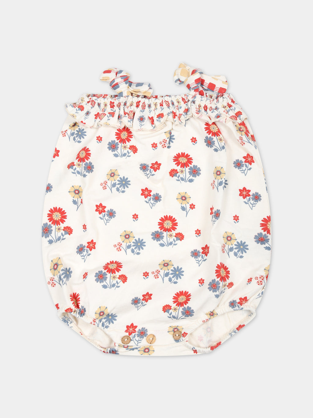 Ivory romper for baby girl with flowers print